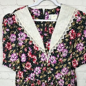 Sweet Miranda‎ Vintage Cottagecore prairie floral print midi dress sz 16P